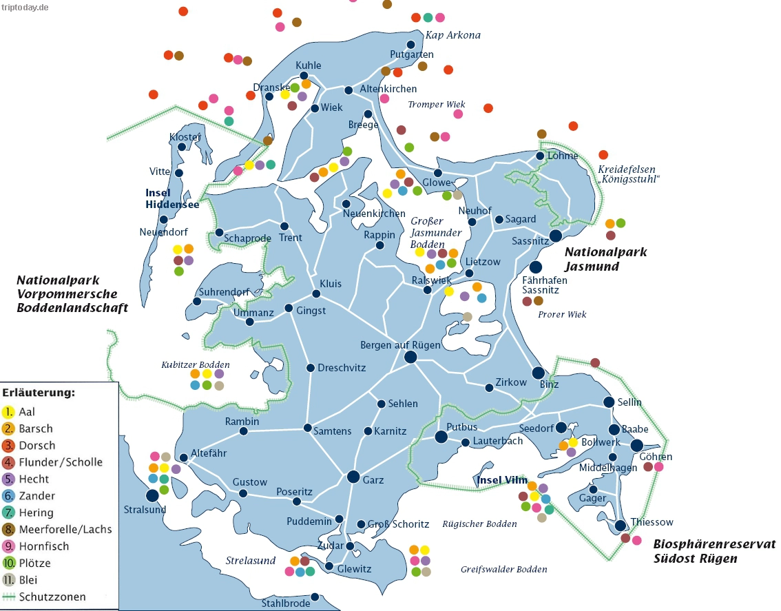Bodden Rügen Karte – alle orte auf Rügen